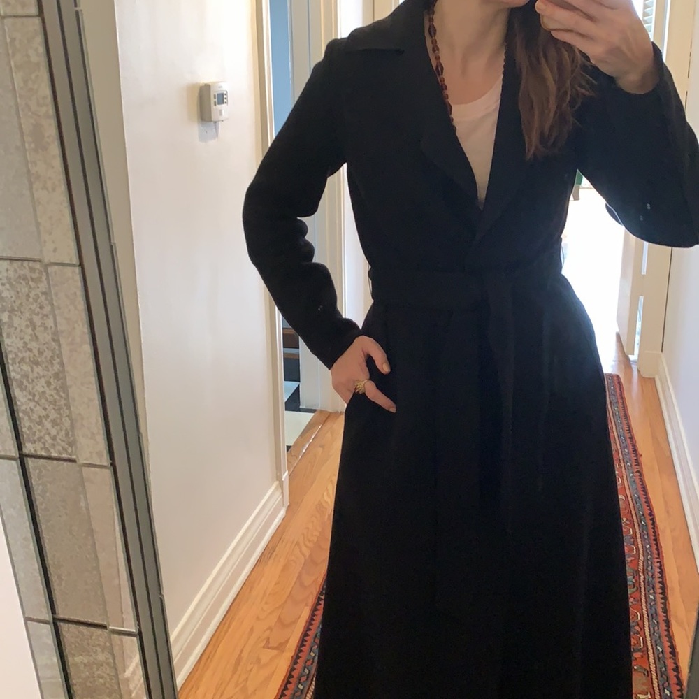 BARENA VENEZIA Black Wool Maxi Coat, IT 40 - Picture 6 of 13